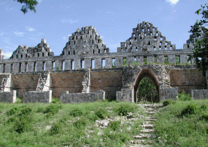 Arq, IV, Epoca Clsica, Casa de las Palomas, detalle, desde el Norte, Mayas, Yucatn, Mxico