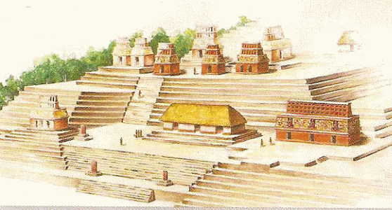 Arq, Acrpolis de Bonampak, Ilustracin, Reconstruccin ideal, Mayas