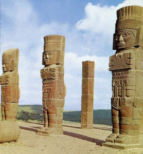 Esc, IX-XII, Atlates Templo de Tlatuizcalpantecuhtli, Toltecas, Tula o Tolla, 800-1200