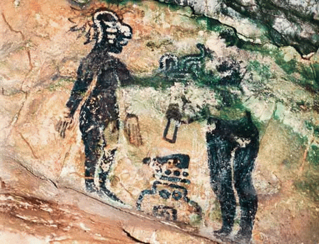 Pin, Rupestre, Lugar del Abismo Negro, Cuyeva de Jolja, Chiapas, Mayas
