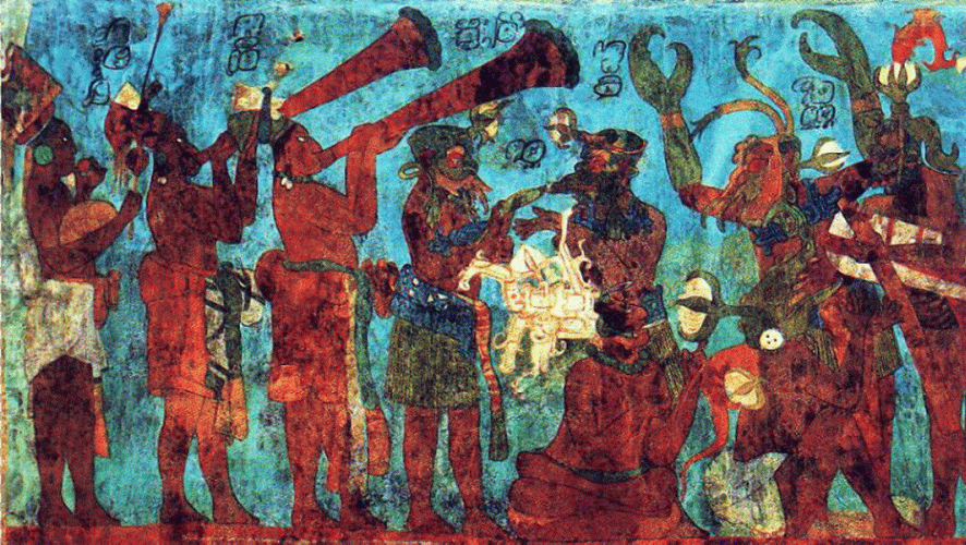 Pin, IX, Msicos y Danzantes, Bonimpak, Mayas, Boniampak, Mico-Guatemala, 850-900