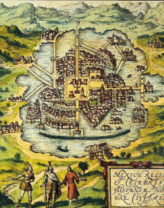 Arq, XVI, Tenochtitln, Plano, Biblioteca Nacional Marciana, Venecia, Italia