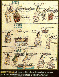 Miniatura, Nios y Nias, Castigo de los Padres y Aprendizaje de Oficios, Mxico, Biblioteca Bodleiana, Oxford