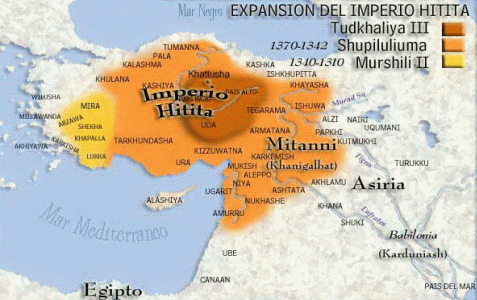 Mapa, Hist Impetio Hititam XIII-XIV, 1300 aC.