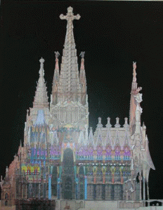 Arq, XIX, Gaud y Cornet, Antonio, Sagrada Familia, exterior,  maqueta, corte longitudinal