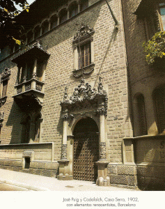 Pin, XX, Puig i Casafalch, Josep, Casa Serra, exterior, fachada, detalle, Barcelona, 1902