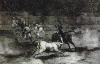 Grabado, XIX, Goya, Francisco de, Mario Ceballos Montado en un Toro Poniendo un Rejon, Tauromaquia, M. del Prado, Madrid, Espaa, 1814-1816