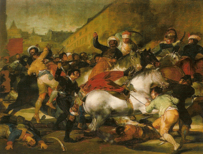 Pin, XIX, Goya, Carga de los mamelucos en la Puerta del Sol, M. del Prado, Madrid, 1814