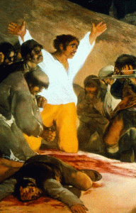 Pin, XIX, Goya, Los Fusilamientos de la Moncloa del 3 de Mayo, detalle, M. del Prado, Madrid, 1814
