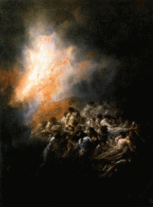 Pin, XVIII, Goya, Francisco de, Fuego, de noche, leo, Col. Jos Varez, San Sebastn, 1793