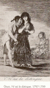 Grabado,, XVIII, Goya, Francisco de, Ni asi la distingue,Caprichos, Espaa, 1797-1798