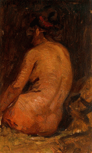 Pin, XIX, Desnudo femenino de espaldas, M. Picasso, Barcelona, 1895