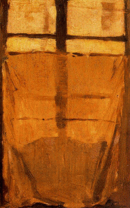 Pin, XIX, Picasso, La ventana cerrada, leo sobre madera, M. Picasso, Barcelona, 1899