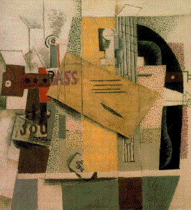 Pin, XX, Picasso, Botelle de Bass, clarinete, etc ... Centro Pompidou, Pars, 1913-1914