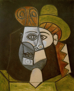 Pin, XX, Picasso, Cabeza de mujer, leo sobre lienzo, Galerie Louise Leiris, Pars, 1947