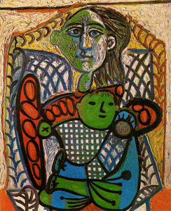 Pin, XX, Picasso, Claude en los brazos de su madre, leo sobre lienzo, 1948