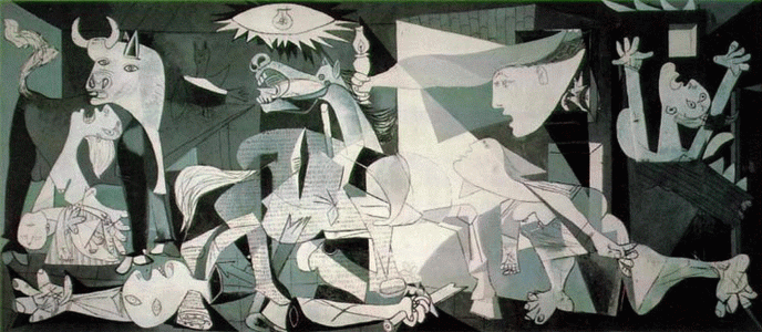 Pin, XX, Picasso, Guernica, M. N. de Arte Reina Sofa, Madrid, 1937