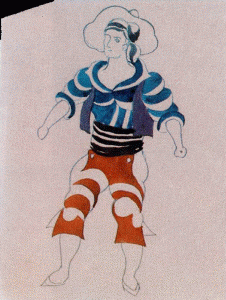 Pin, XX, Picasso, El Sombrero de Tres Picos, Un hombre, aguada-lpiz-papel, M. Picasso, Pars, 1919