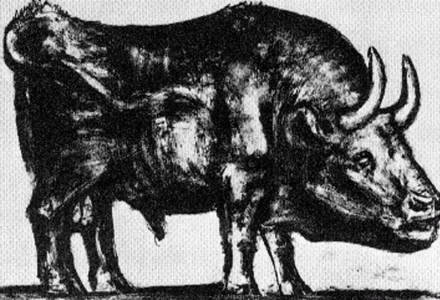 Pin, XX, Picasso, El toro, litogafa, Col. Bernad Picasso, 1945