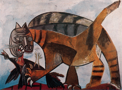 Pin, XX, Picasso, Gato devorando un pjaro, leo y lienzo, M. Picasso, Pars, 1939