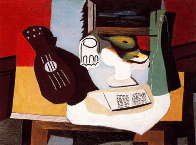 Pin, XX, Picasso, Guitard, glass and fruit, Kunstahaus, Zurich, Suiza, 1924