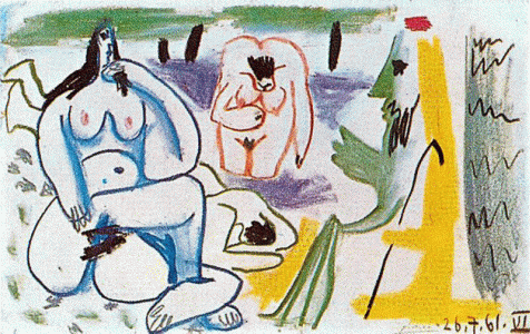 Pin, XX, Picasso, Merienda en el campo, Galerie Beyeler, Basilea, Suiza, 1961