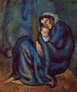 Pin, XX, Picasso, Mujer acurrucada, y nio, Fogg Art Museum Arvard, Cambridge, Massachusetts, USA, 1900