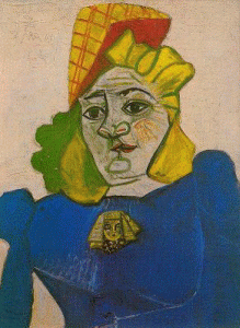 Pin, XX, Picasso, Mujer con broche, leo sobre lienzo, Col. privada, 1944