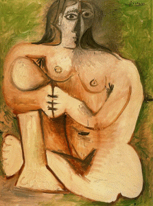 Pin, XX, Picasso, Mujer desnuda en cuclillas, Col. Privada, Suiza, 1960