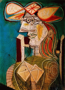 Pin, XX, Picasso, Mujer sentada, Col. Beyeler, Basilea, Suiza, 1938