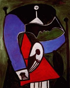 Pin, XX, Picasso, Mujer sentada en un silln, leo sobre lienzo, Col. privada, 1948