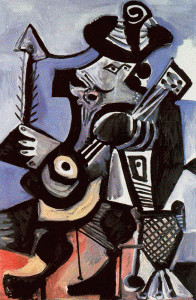 Pin, XX, Picasso, Msico con guitarra, M. Picasso, Pars, 1972