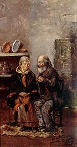 Pin, XIX, Picasso, Pareja de Ancianos. orua, Espaa, 1881