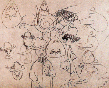 Pin, XX, Picasso, Retrato de Alfred Jarry, pirograbado encuadernacin, 1958