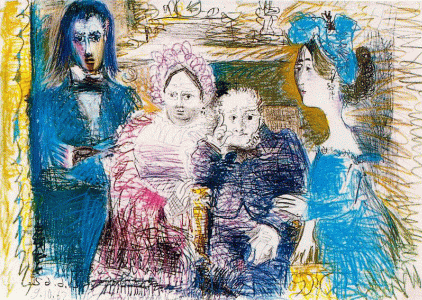 Pin, XX, Picasso, Retrato de familia, litografa y ceras, Col. privada, 1962