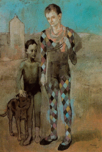 Pin, XX, Picasso, Saltimbanquis con perro, M. of Modern Art, N. York, 1905