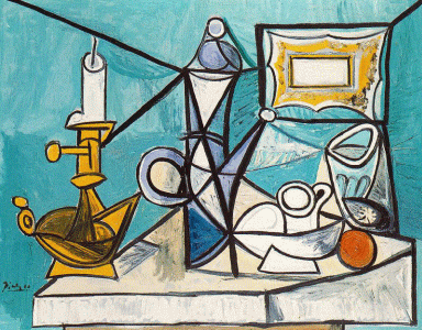 Pin, XX, Picasso, Still Life with lamp, oil on canvas, Centro Pompidou, Pars, Francia, 1944