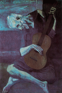 Pin, XX, Picasso, Viejo guitarrista, Instituto de Arte, Chicago, USA, 1903