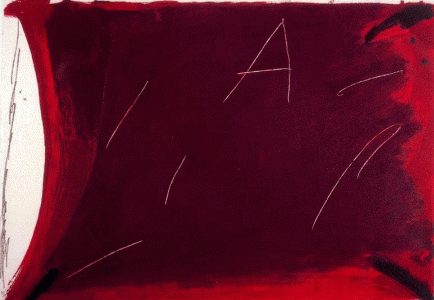 Pin-agluafuerte, XX, Tpies, Antoni, A sobre rojo, Informalismo abstracto, 1976