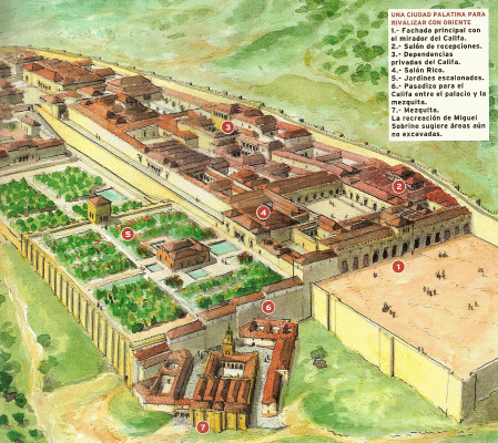 Arq, X, Palacio de Medina Azahara, ILustracin cenital, Abderramn III, Crdoba, Espa, 940-970