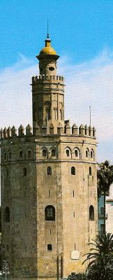 Arq, XIII, Torre militar del Oro, Poligonal, Exterior, Sevilla, Espaa