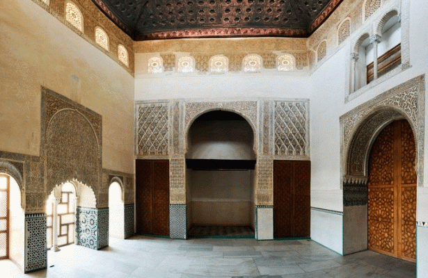 Arq, XIII, Cuarto Real o Sala de las Reinas, Qubba con techo plano,  en Torre de la muralla externa, anterior a la Alhambra, Granada, Espaa, Finales del siglo