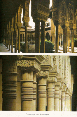 Arq, XIV, Alhambra,Patio de los Leone, Columnas, Granada, Espaa