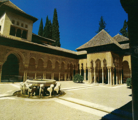 Arq, XIV, Alhambra, Patio de los Leone, detalle, Granada, Espaa