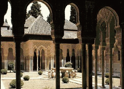 Arq, XIV, Alhambra, Patio de los Leones, poca de Mohammad V, Granada, 1362
