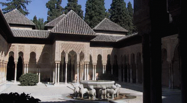 Arq, XIV, Alhambra, Patio de los Leones, poca de Moamed V, 1353-1405