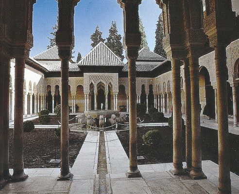 Arq, XIV, Alhambra, Patio de los Leones, Granada, Espaa, 1350