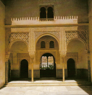 Arq, XIV, Alhambra, Patio del Mexuar y Fachada del Cuarto Dorado, Granada, Espaa