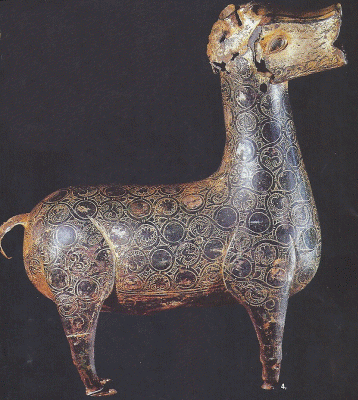 Orfebrera, X, Cierva, bronce, Surtidor de fuente, Medina Azahara, Crdoba, Espaa