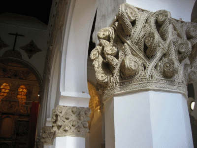 Arq, XII, Sinagoga, Santa Mara la Blanca, interior, capitel, Toledo